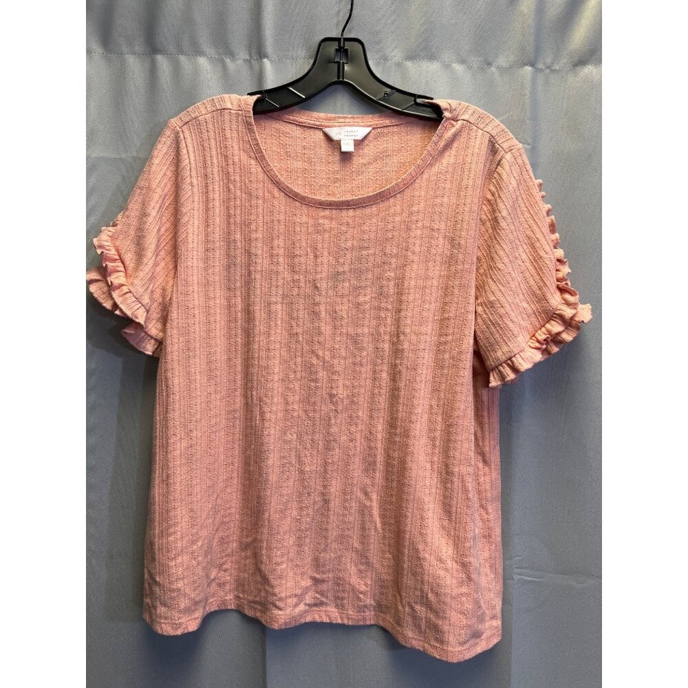Lauren Conrad Women's Pink Shirt W/Ruffled Sleeves Size XXL SKU 5335